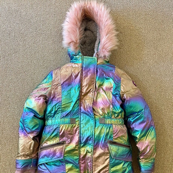APPAMAN Girls Iridescent Middie Puffer Coat - Picture 2 of 7